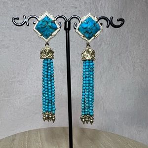 Kendra Scott Misha Earrings in Bronze Veined Turquoise Colored Magnesite- Rare